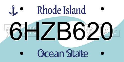 6HZB620 Rhode Island License Plate