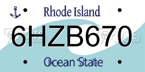 6HZB670 Rhode Island License Plate
