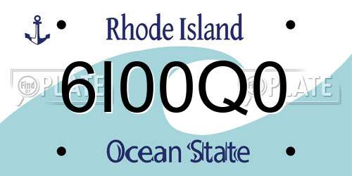 6I00Q0 Rhode Island License Plate
