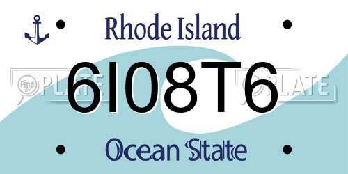 6I08T6 Rhode Island License Plate