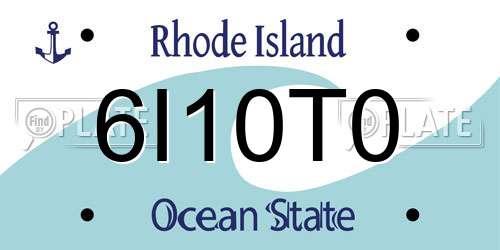6I10T0 Rhode Island License Plate
