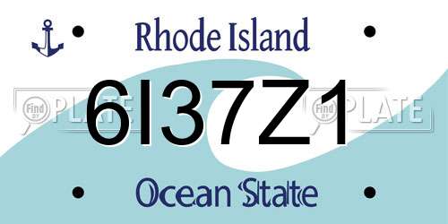 6I37Z1 Rhode Island License Plate