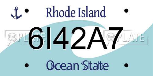 6I42A7 Rhode Island License Plate