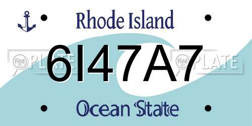 6I47A7 Rhode Island License Plate