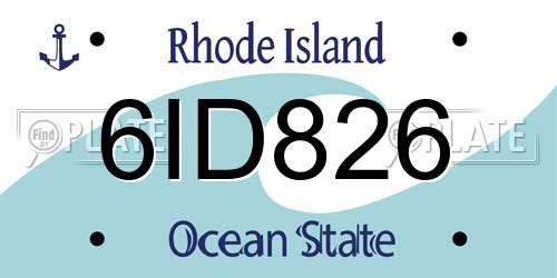 6ID826 Rhode Island License Plate