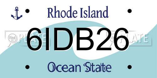 6IDB26 Rhode Island License Plate