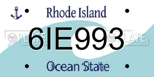 6IE993 Rhode Island License Plate