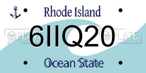 6IIQ20 Rhode Island License Plate