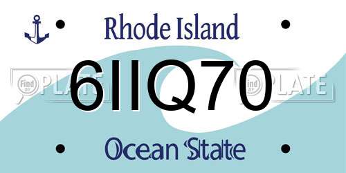 6IIQ70 Rhode Island License Plate