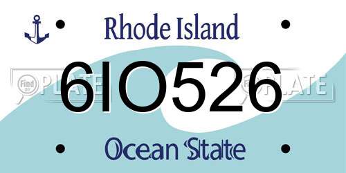 6IO526 Rhode Island License Plate