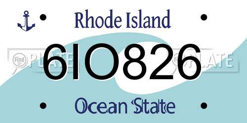 6IO826 Rhode Island License Plate