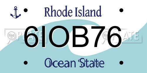 6IOB76 Rhode Island License Plate