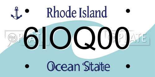 6IOQ00 Rhode Island License Plate