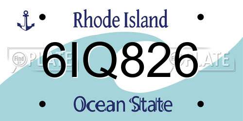 6IQ826 Rhode Island License Plate