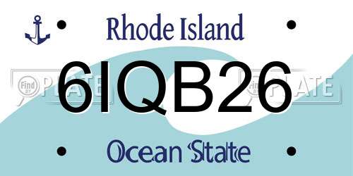 6IQB26 Rhode Island License Plate