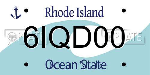 6IQD00 Rhode Island License Plate
