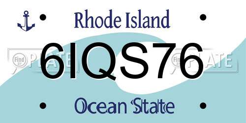 6IQS76 Rhode Island License Plate