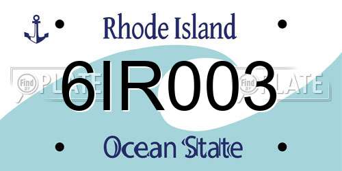6IR003 Rhode Island License Plate