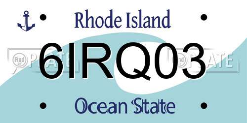 6IRQ03 Rhode Island License Plate
