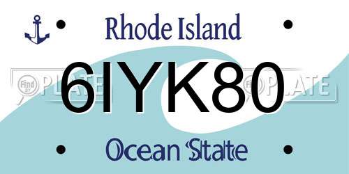 6IYK80 Rhode Island License Plate