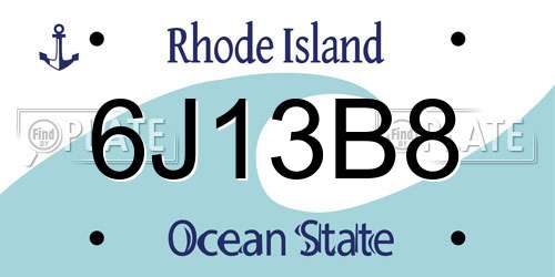 6J13B8 Rhode Island License Plate