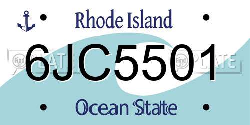 6JC5501 Rhode Island License Plate