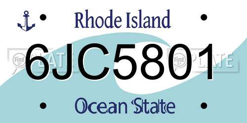 6JC5801 Rhode Island License Plate