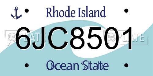 6JC8501 Rhode Island License Plate