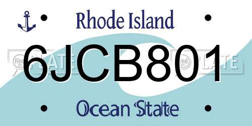 6JCB801 Rhode Island License Plate