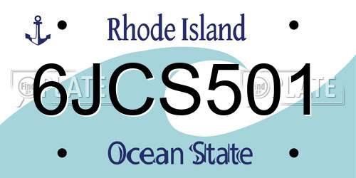 6JCS501 Rhode Island License Plate