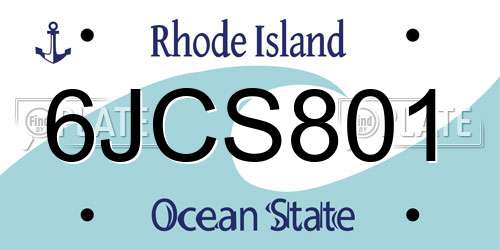6JCS801 Rhode Island License Plate