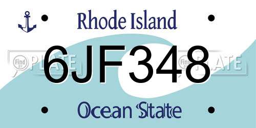 6JF348 Rhode Island License Plate
