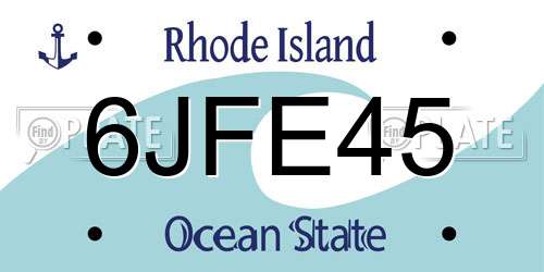 6JFE45 Rhode Island License Plate