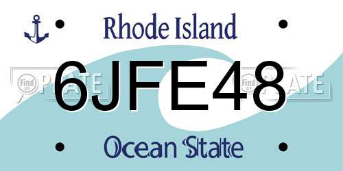 6JFE48 Rhode Island License Plate