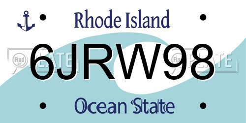 6JRW98 Rhode Island License Plate