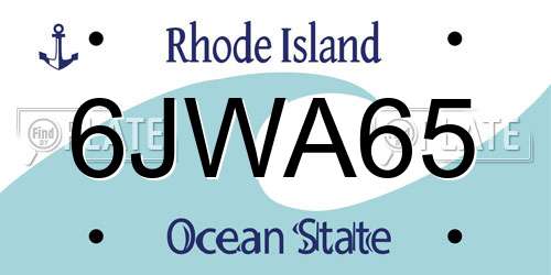 6JWA65 Rhode Island License Plate