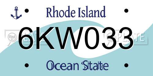 6KW033 Rhode Island License Plate