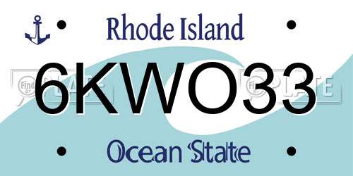6KWO33 Rhode Island License Plate