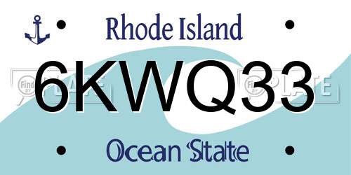 6KWQ33 Rhode Island License Plate