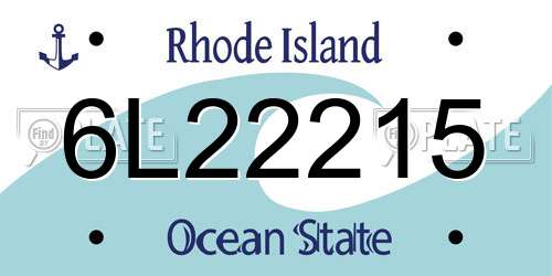 6L22215 Rhode Island License Plate
