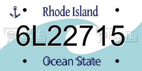 6L22715 Rhode Island License Plate