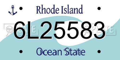 6L25583 Rhode Island License Plate