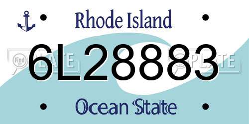 6L28883 Rhode Island License Plate