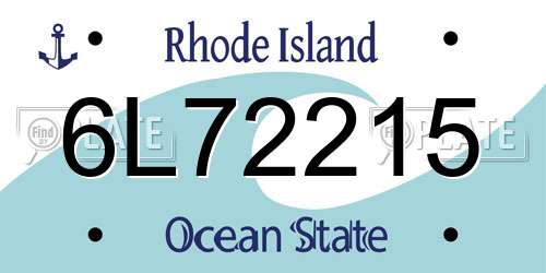 6L72215 Rhode Island License Plate
