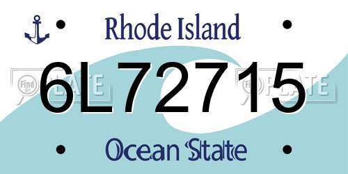 6L72715 Rhode Island License Plate