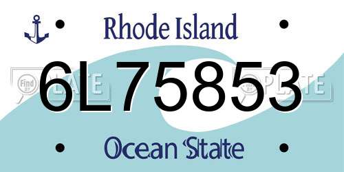 6L75853 Rhode Island License Plate