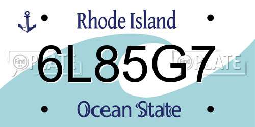 6L85G7 Rhode Island License Plate