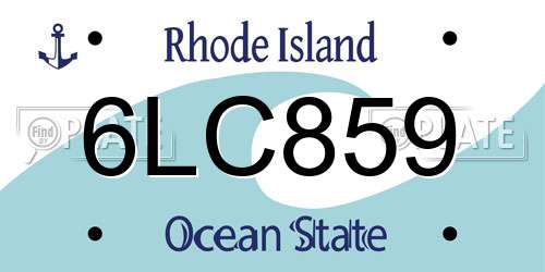 6LC859 Rhode Island License Plate