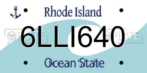 6LLI640 Rhode Island License Plate
