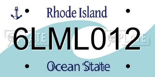 6LML012 Rhode Island License Plate